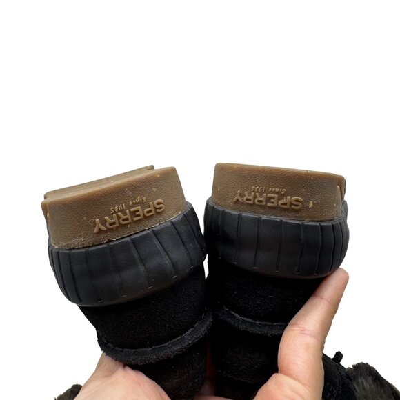 Sperry Top Sider Torrent Black Suede Camo Faux fur Winter Lace-Up Boots Women 8 - Picture 9 of 10
